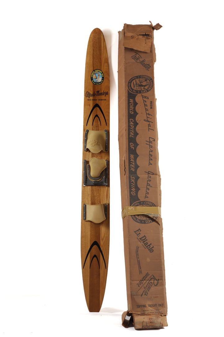 alfredo mendoza salomon water ski Cypress Gardens Alfredo Mendoza Slalom Water Ski With Original Box 1950s