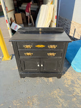 Load image into Gallery viewer, Antique Black Wash Cabinet with Backsplash
