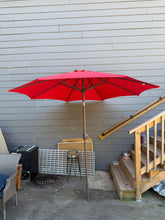 Load image into Gallery viewer, Mainstays 9-Foot Red Market Patio Umbrella with 3-Way Tilt &amp; Crank Handle – Unused, Minor Cosmetic Flaw
