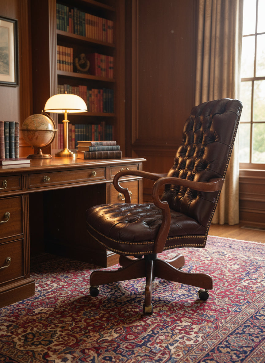 James Town Burgundy Leather Office Chair - La-Z-Boy