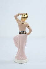 Load image into Gallery viewer, Mid Century Style Pink Porcelain Dancer Figurine Gold Accents Hollywood Regency
