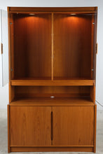 Load image into Gallery viewer, Danish Modern Teak Display Cabinet with Glass Doors and Lower Storage Made in Denmark
