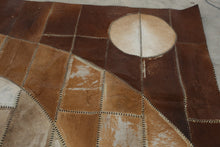 Load image into Gallery viewer, Darbaz Hali Leather Hide Patchwork Rug 94 x 67 Modern Geometric Turkey
