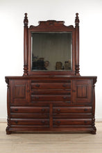 Load image into Gallery viewer, Dark Brown Dresser with Drawers and Cabinets
