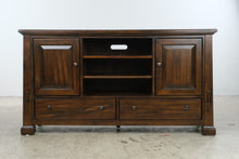 Load image into Gallery viewer, Traditional Dark Wood Media Console with Storage
