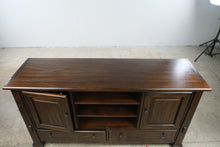 Load image into Gallery viewer, Traditional Dark Wood Media Console with Storage
