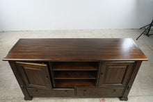 Load image into Gallery viewer, Traditional Dark Wood Media Console with Storage
