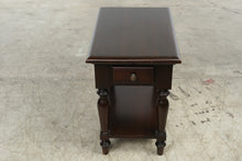 Load image into Gallery viewer, Dark Cherry Wood Side Table with Drawer, Pull-Out Drink Tray and Lower Shelf
