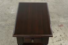 Load image into Gallery viewer, Dark Cherry Wood Side Table with Drawer, Pull-Out Drink Tray and Lower Shelf
