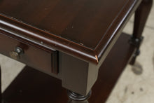 Load image into Gallery viewer, Dark Cherry Wood Side Table with Drawer, Pull-Out Drink Tray and Lower Shelf
