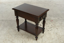 Load image into Gallery viewer, Dark Cherry Wood Side Table with Drawer, Pull-Out Drink Tray and Lower Shelf
