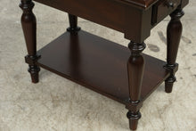Load image into Gallery viewer, Dark Cherry Wood Side Table with Drawer, Pull-Out Drink Tray and Lower Shelf
