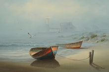 Load image into Gallery viewer, Original David Forbis Coastal Oil Painting – “Boats at Rest” – 44&quot; x 31.5&quot; Framed Seascape
