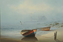 Load image into Gallery viewer, Original David Forbis Coastal Oil Painting – “Boats at Rest” – 44&quot; x 31.5&quot; Framed Seascape
