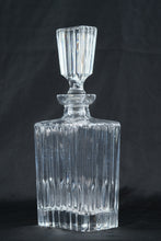 Load image into Gallery viewer, Vintage Cut Glass Liquor Decanter Square Ribbed Crystal Stopper 12 Inch
