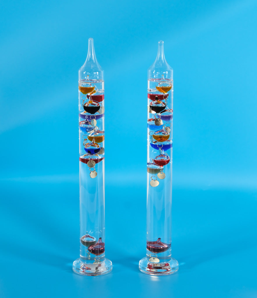 Pair of Galileo Thermometers – Colorful Floating Glass Temperature Gauges (Matching Set of 2)