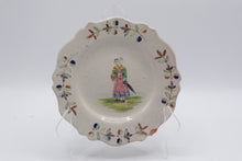 Load image into Gallery viewer, Antique European Folk Art Pottery Plate Woman Figure Hand Painted 7 Inch
