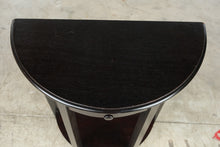 Load image into Gallery viewer, Dark Wood Demilune Console Table with Drawer and Lower Shelf
