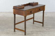 Load image into Gallery viewer, Antique Spool Leg Wood Writing Desk with Drawers and Lidded Compartments
