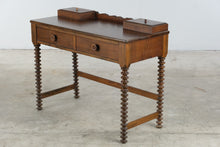 Load image into Gallery viewer, Antique Spool Leg Wood Writing Desk with Drawers and Lidded Compartments
