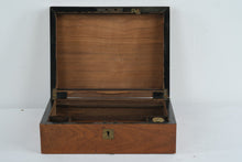 Load image into Gallery viewer, Antique Wood Writing Slope Desk Box With Inkwell Compartment
