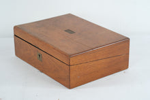 Load image into Gallery viewer, Antique Wood Writing Slope Desk Box With Inkwell Compartment
