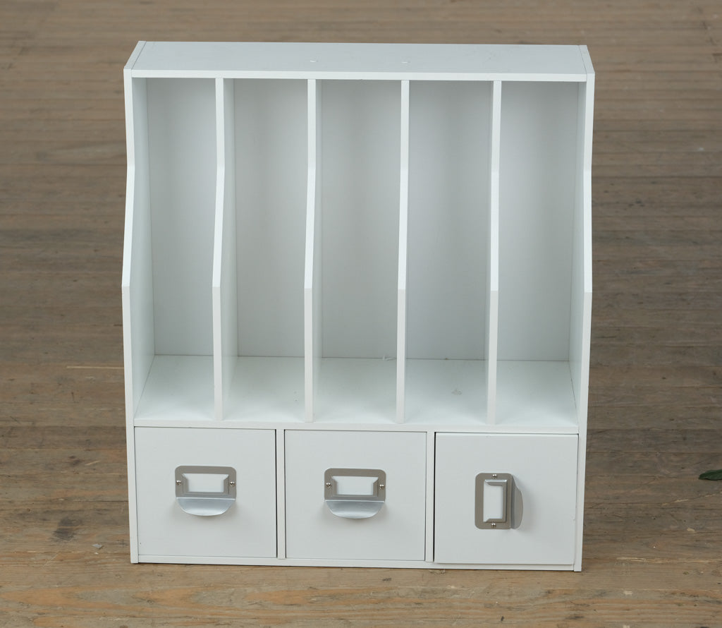Desk / Countertop Organizer with File Slots & 3 Drawers – White