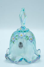 Load image into Gallery viewer, Hand-Painted Fenton Art Glass Bell with Floral Motif &amp; Iridescent Rim
