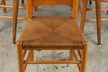 Load image into Gallery viewer, Vintage Country Style Round Extension Dining Table with Four Rush Seat Ladder-Back Chairs
