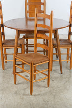 Load image into Gallery viewer, Vintage Country Style Round Extension Dining Table with Four Rush Seat Ladder-Back Chairs
