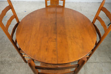 Load image into Gallery viewer, Vintage Country Style Round Extension Dining Table with Four Rush Seat Ladder-Back Chairs
