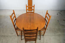 Load image into Gallery viewer, Vintage Country Style Round Extension Dining Table with Four Rush Seat Ladder-Back Chairs
