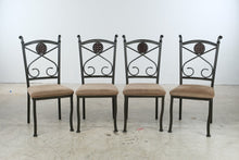 Load image into Gallery viewer, 5-Piece Metal and Glass Round Dining Set with Four Upholstered Chairs
