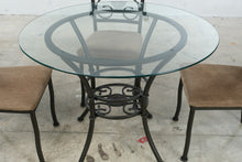 Load image into Gallery viewer, 5-Piece Metal and Glass Round Dining Set with Four Upholstered Chairs
