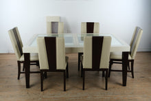 Load image into Gallery viewer, Sofía Vergara Savona Ivory Glass Top Dining Table Set with 6 Upholstered Chairs

