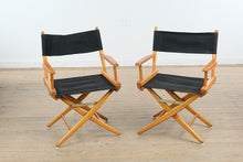 Load image into Gallery viewer, Pair of Vintage Wooden Director’s Chairs with Black Canvas Seats &amp; Backs
