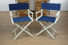 Load image into Gallery viewer, Gold Medal Director’s Chair with White Enamel Frame &amp; Canvas Seat and Back – Classic Folding Hollywood Style
