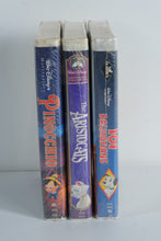 Load image into Gallery viewer, Factory-Sealed Disney VHS Lot – 101 Dalmatians, The Aristocats, Pinocchio – Masterpiece &amp; Classics Editions – Retro Decor &amp; Collector Set
