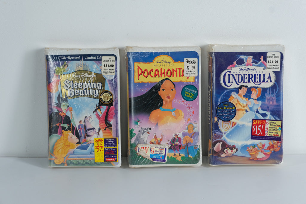 Factory-Sealed Disney Princess VHS Trio – Sleeping Beauty, Pocahontas, Cinderella – Masterpiece Collection