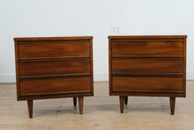 Load image into Gallery viewer, Mid Century Modern Dixie Walnut Nightstands Pair on Tapered Legs
