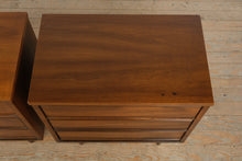 Load image into Gallery viewer, Mid Century Modern Dixie Walnut Nightstands Pair on Tapered Legs
