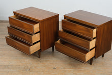 Load image into Gallery viewer, Mid Century Modern Dixie Walnut Nightstands Pair on Tapered Legs

