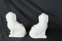 Load image into Gallery viewer, Antique English Staffordshire Flatback Spaniel Dog Figurines Pair Copper Luster Ceramic

