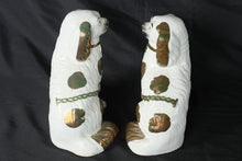 Load image into Gallery viewer, Antique English Staffordshire Flatback Spaniel Dog Figurines Pair Copper Luster Ceramic
