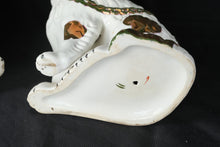 Load image into Gallery viewer, Antique English Staffordshire Flatback Spaniel Dog Figurines Pair Copper Luster Ceramic
