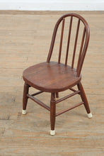 Load image into Gallery viewer, Antique Wooden Doll Chair – 25” Tall Primitive Spindle-Back Miniature Chair
