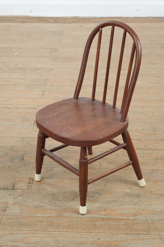 Antique Wooden Doll Chair – 25” Tall Primitive Spindle-Back Miniature Chair