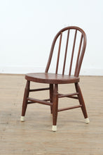 Load image into Gallery viewer, Antique Wooden Doll Chair – 25” Tall Primitive Spindle-Back Miniature Chair
