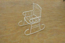 Load image into Gallery viewer, White Metal Doll Rocking Chair Heart Scroll Design 24 Inch

