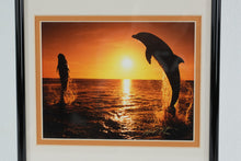 Load image into Gallery viewer, Mark J Thomas Sunset Celebration Bottlenose Dolphins Framed Photo Triptych
